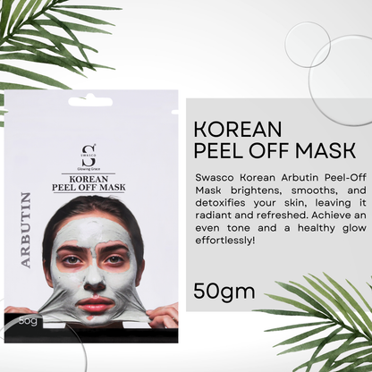 Swasco Arbutin Korean Peel-Off Mask 50gm – Achieve Korean Glass Skin, Deep Cleansing & Glowing Radiance Instantly