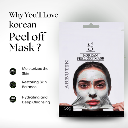 Swasco Arbutin Korean Peel-Off Mask 50gm – Achieve Korean Glass Skin, Deep Cleansing & Glowing Radiance Instantly