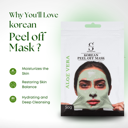 Swasco Aloe Vera Korean Peel-Off Mask 50gm – Achieve Korean Glass Skin, Deep Cleansing & Glowing Radiance Instantly