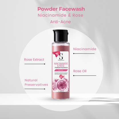 SWASCO ROSE & NIACINAMIDE ACID POWDER FACE WASH - ANTI-ACNE