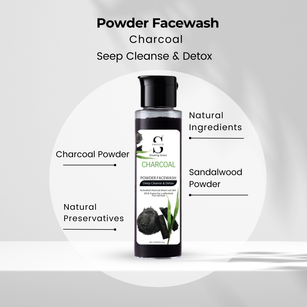 SWASCO CHARCOAL POWDER FACE WASH - DEEP CLEANSING AND DETOX