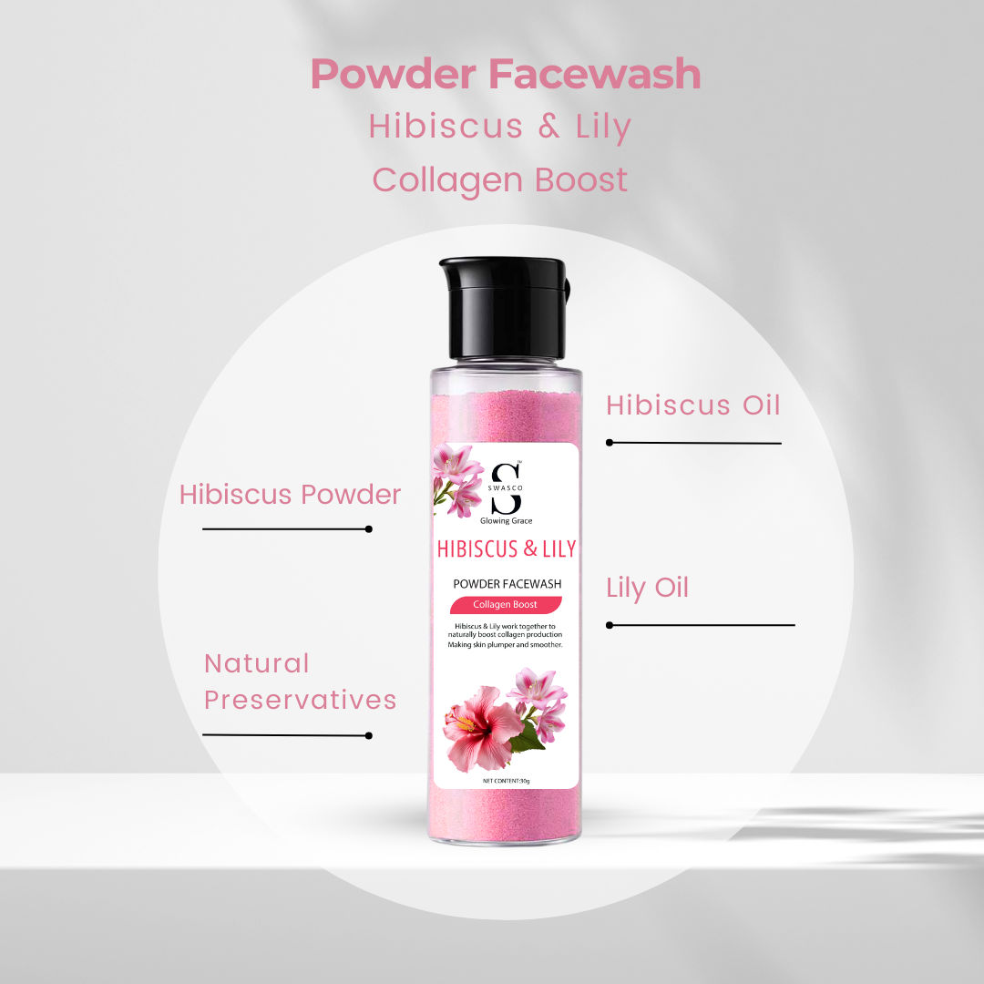 SWASCO HIBISCUS & LILY POWDER FACE WASH - COLLAGEN BOOST