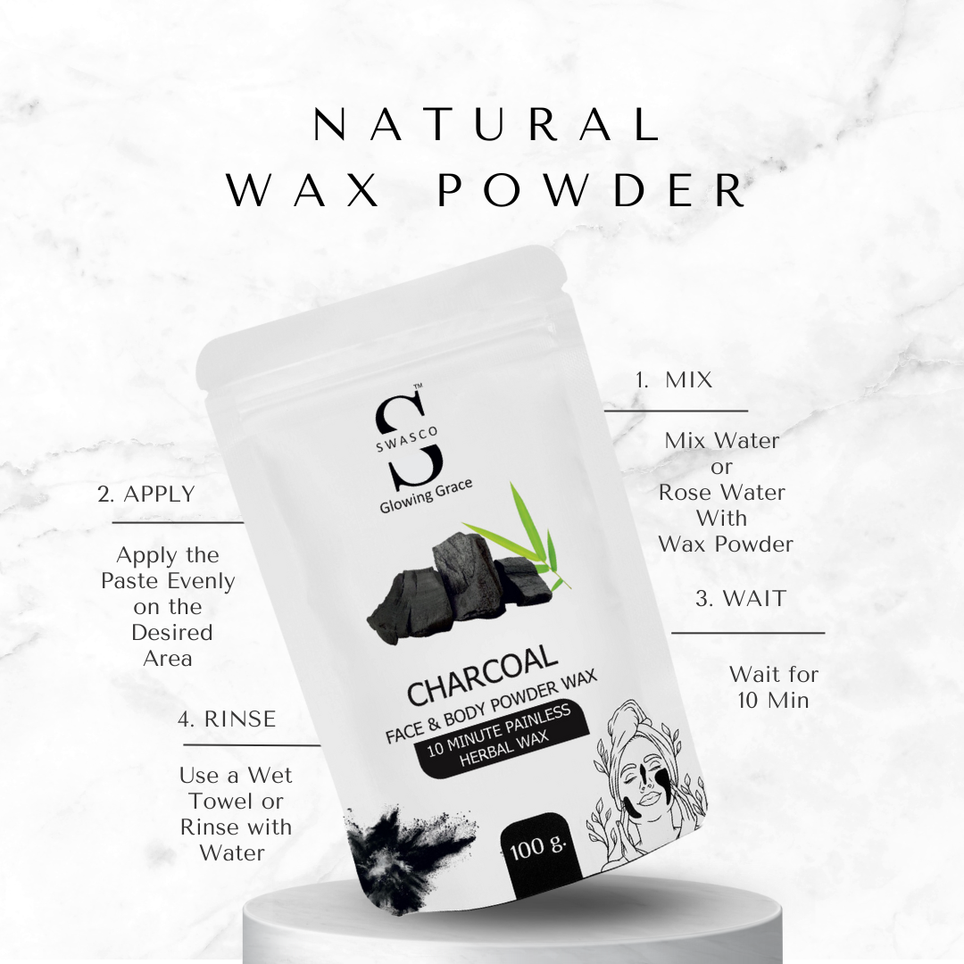 SWASCO FACE AND BODY WAX POWDER - 10 min (CHARCOAL)