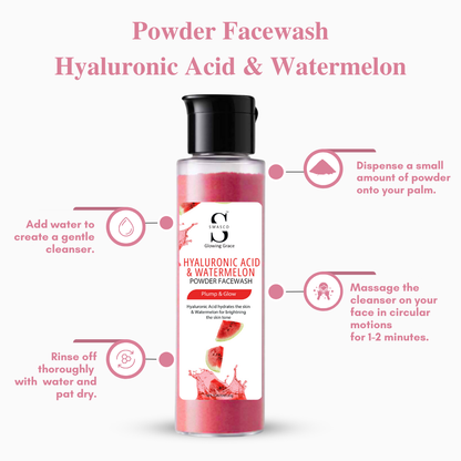 SWASCO HYALURONIC ACID & WATERMELON POWDER FACE WASH - DEEP HYDRATION AND REFRESHING GLOW