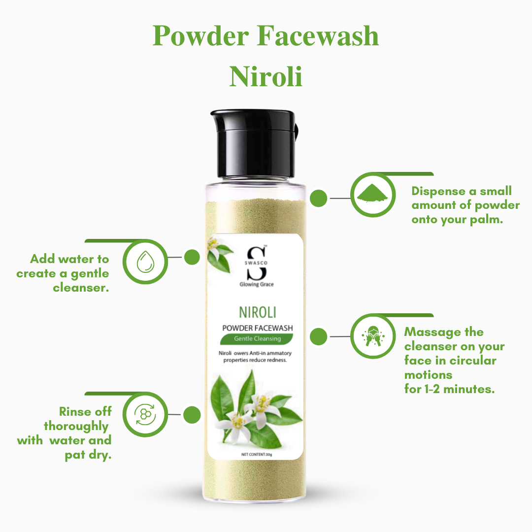 SWASCO NIROLI POWDER FACE WASH - NATURAL RADIANCE AND DEEP CLEANSING