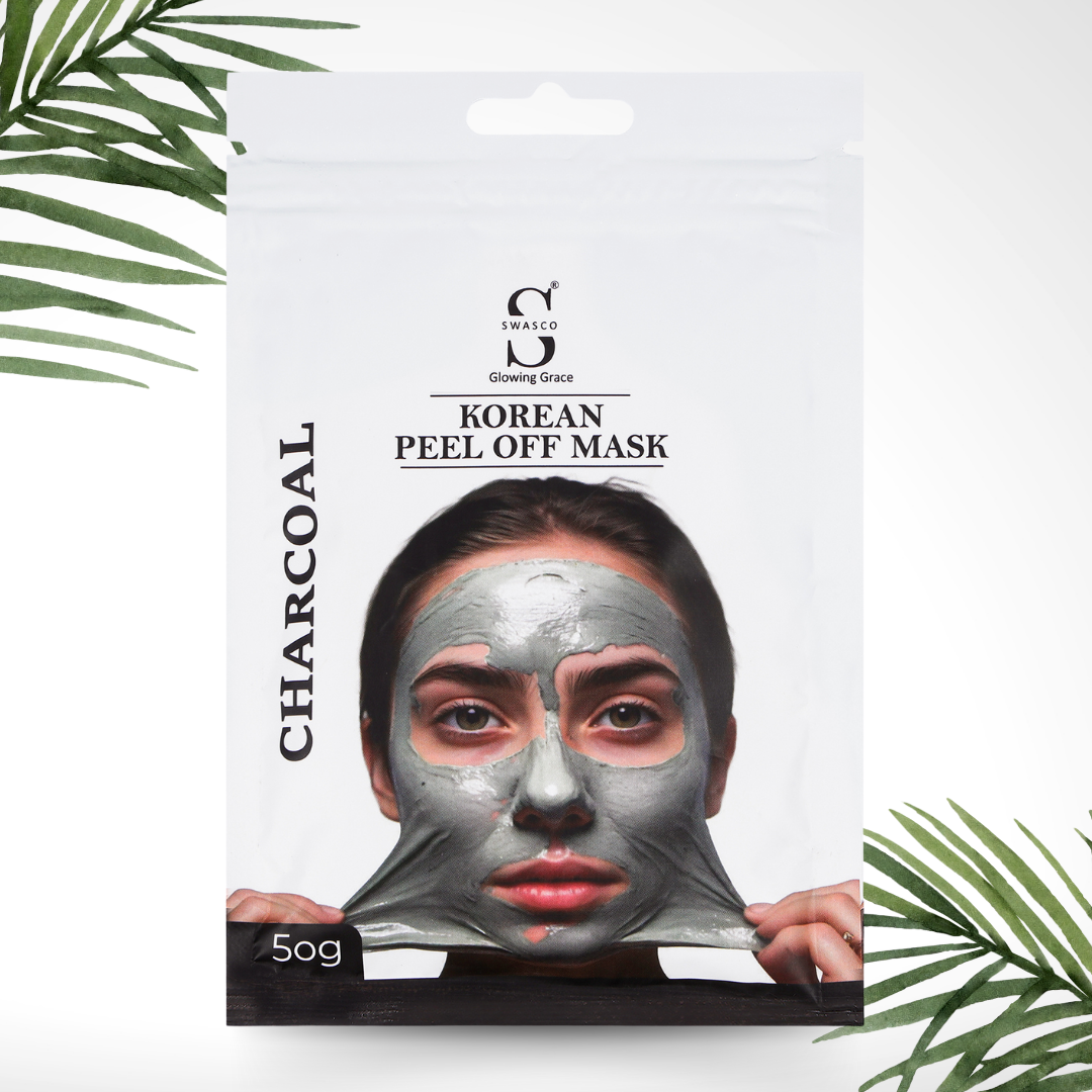 Swasco Charcoal Korean Peel-Off Mask 50gm – Achieve Korean Glass Skin, Deep Cleansing & Glowing Radiance Instantly