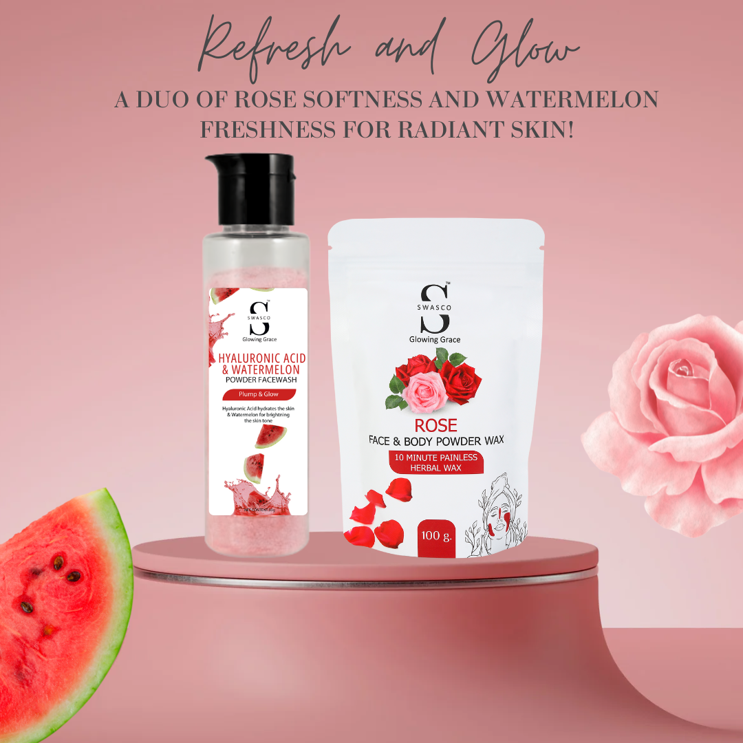 Hydrating Watermelon & Hyaluronic Acid Facewash with Rose Hair Removal Wax