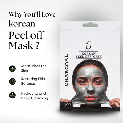 Swasco Charcoal Korean Peel-Off Mask 50gm – Achieve Korean Glass Skin, Deep Cleansing & Glowing Radiance Instantly