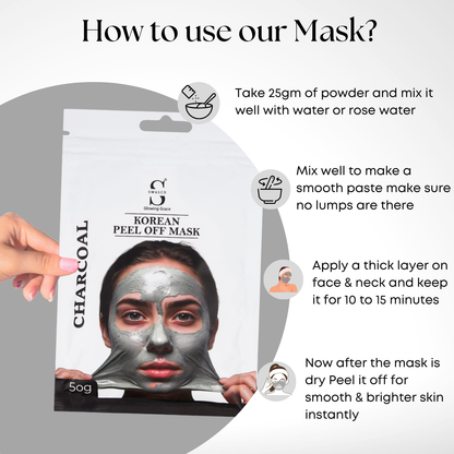 Swasco Charcoal Korean Peel-Off Mask 50gm – Achieve Korean Glass Skin, Deep Cleansing & Glowing Radiance Instantly